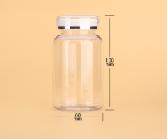 225ML high-end health care product bottle transparent large-caliber PET plastic capsule bottle tablet candy packaging sample bottle