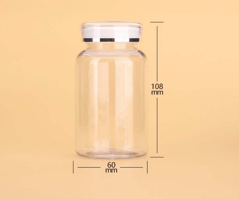 225ML high-end health care product bottle transparent large-caliber PET plastic capsule bottle tablet candy packaging sample bottle