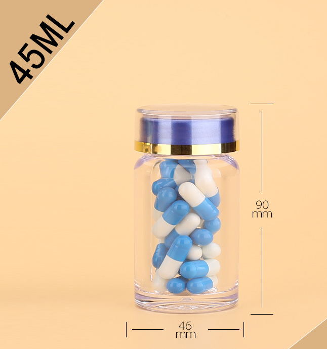 45ML transparent capsule health care products Cordyceps saffron maca powder medicinal materials acrylic bottle plastic packaging bottle