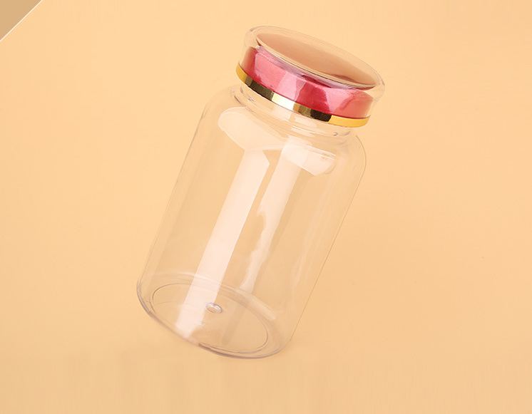 225ML high-end health care product bottle transparent large-caliber PET plastic capsule bottle tablet candy packaging sample bottle