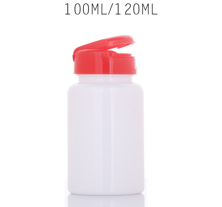 100cc white PET plastic bottle 120ml orange flip top pill capsule bottle tablet empty bottle