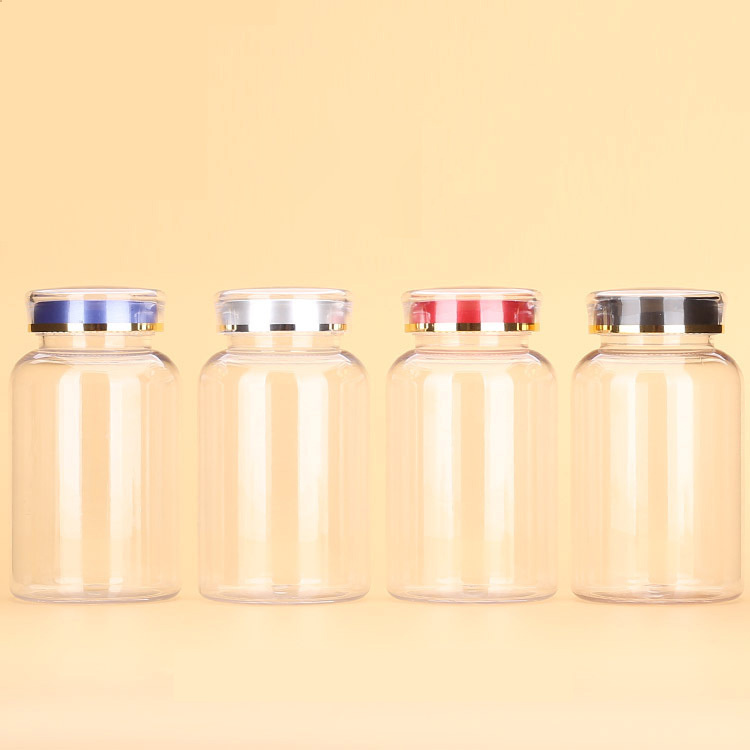 250ml high-grade transparent capsule packaging bottle health care product bottle thickened large-caliber Cordyceps Sanqi powder packaging empty bottle