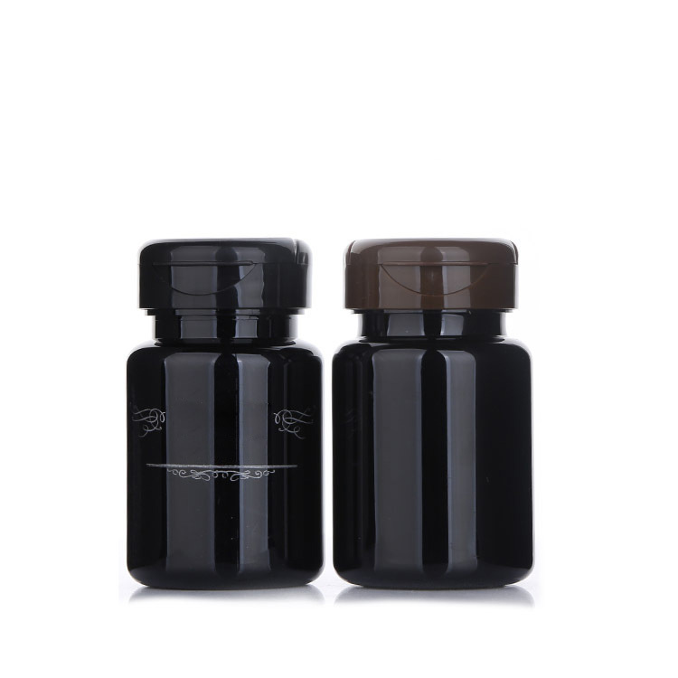 High-grade black 80ML plastic pet bottle capsule packaging small medicine black flip bottle