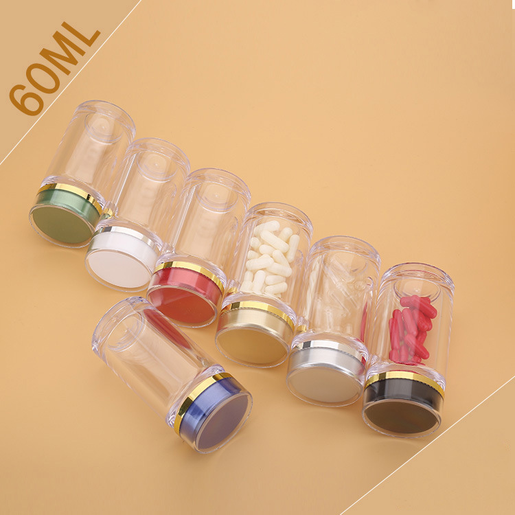 60ml high-end health care product bottle Cordyceps Panax notoginseng powder packaging bottle transparent capsule medicine empty bottle sample packaging