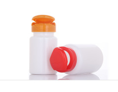 100cc white PET plastic bottle 120ml orange flip top pill capsule bottle tablet empty bottle