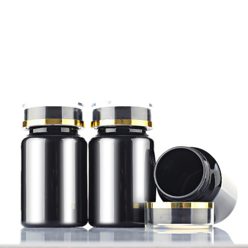 100ml black medicine bottle solid black plastic bottle PET capsule bottle flip top high-end health care product packaging bottle