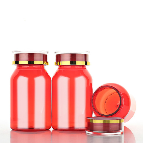 120ml red oblique shoulder bottle slip shoulder bottle plastic bottle PET capsule bottle high-end health care product packaging bottle