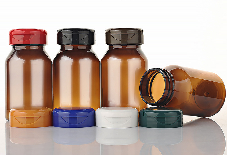 120ml brown oblique shoulder bottle slip shoulder bottle plastic bottle PET capsule bottle health care product packaging bottle
