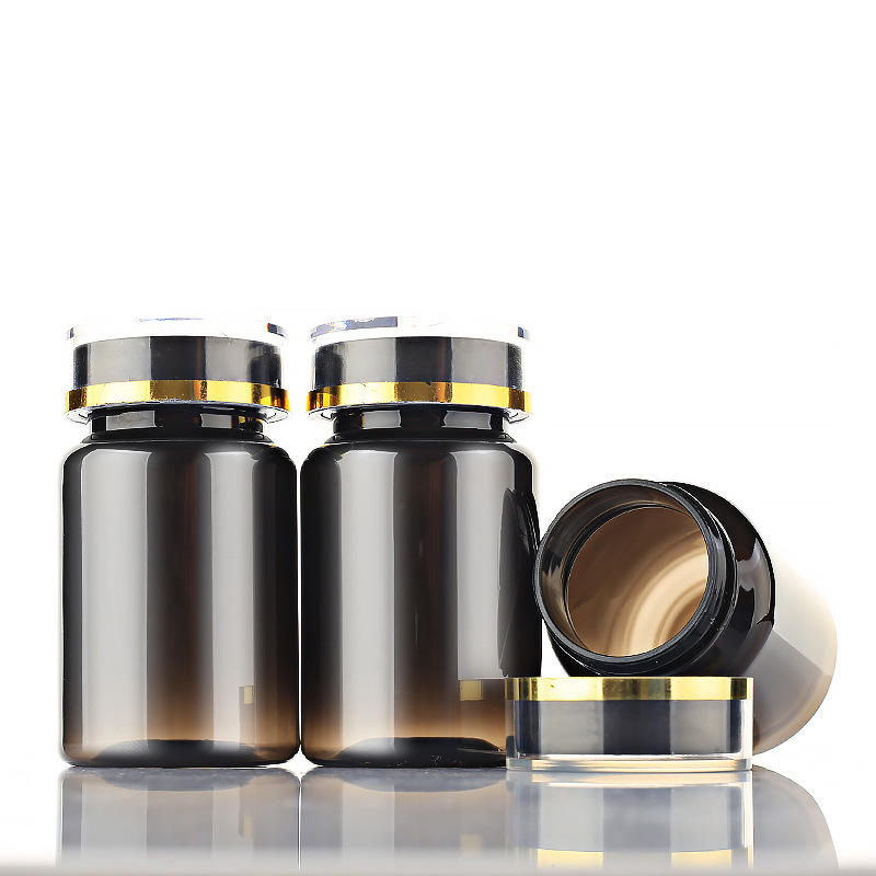 100ml bright black translucent black medicine bottle plastic bottle PET capsule bottle flip top pill bottle