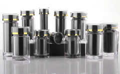 Black private custom 25ML acrylic health care capsule bottle tablet candy soft capsule bottle packaging