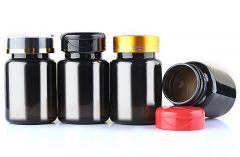 80ml bright black translucent black bottle PET capsule bottle flip top high-end health care plastic medicine bottle pills