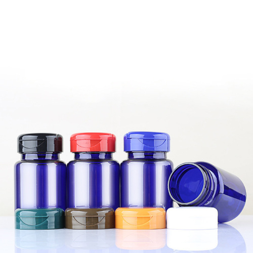 80ml blue PET capsule bottle flip top high-end health care plastic medicine bottle pill tablet packaging