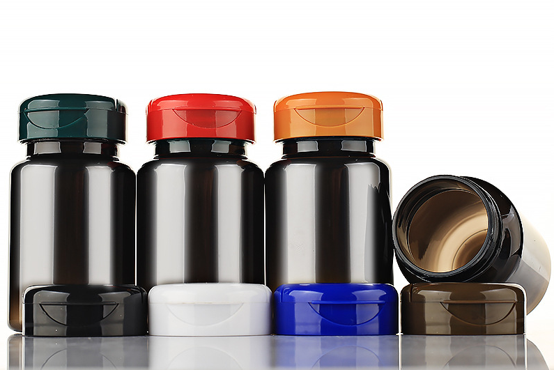 100ml bright black translucent black medicine bottle plastic bottle PET capsule bottle flip top pill bottle