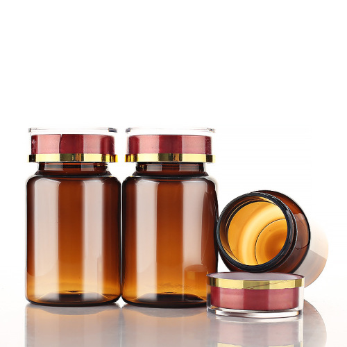 100ml brown medicine bottle plastic bottle PET capsule bottle flip top high-end health care product pills bottle