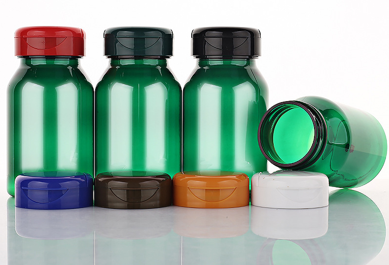 120ml green oblique shoulder bottle slip shoulder bottle plastic bottle PET capsule bottle high-end health care product packaging bottle
