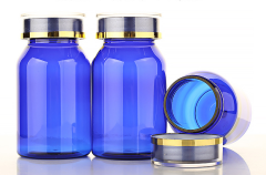 120ml blue oblique shoulder bottle sloping shoulder bottle plastic bottle PET capsule bottle high-end health care product packaging bottle