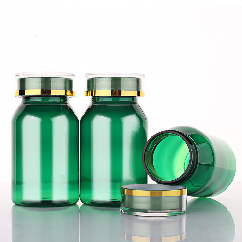 120ml green oblique shoulder bottle slip shoulder bottle plastic bottle PET capsule bottle high-end health care product packaging bottle