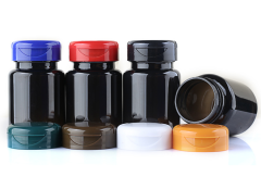 80ml bright black translucent black bottle PET capsule bottle flip top high-end health care plastic medicine bottle pills