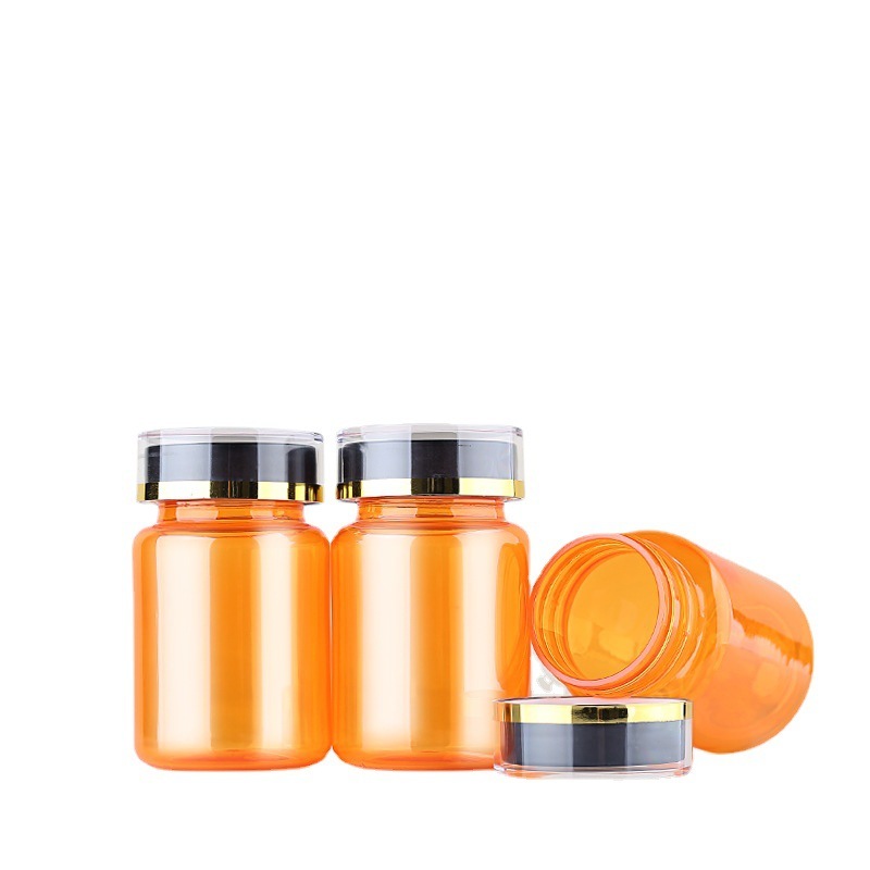 80ml orange medicine bottle yellow medicine bottle PET capsule bottle flip top high-end health care product plastic bottle