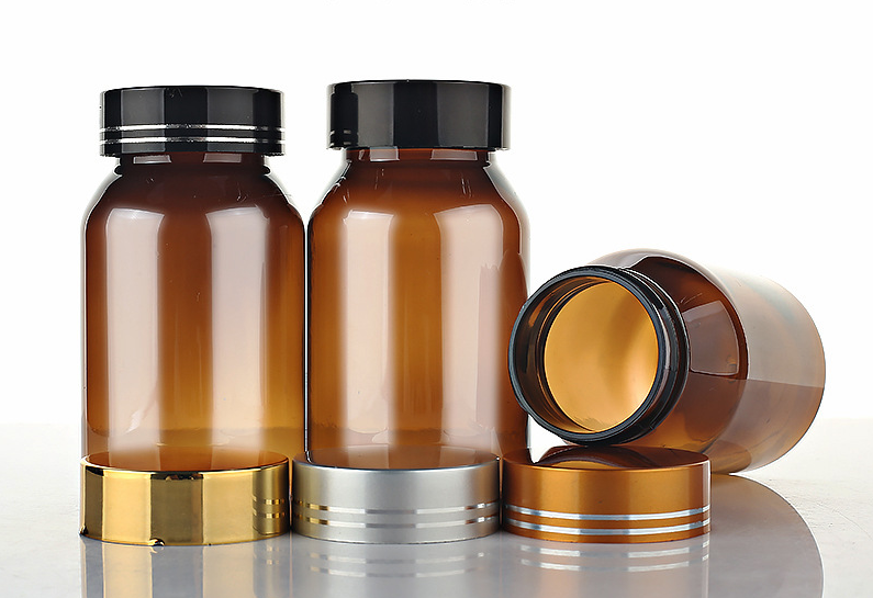 120ml brown oblique shoulder bottle slip shoulder bottle plastic bottle PET capsule bottle health care product packaging bottle