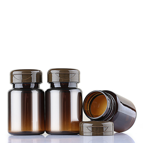 80ml brown medicine bottle plastic bottle PET capsule bottle flip top high-end health care product pills bottle