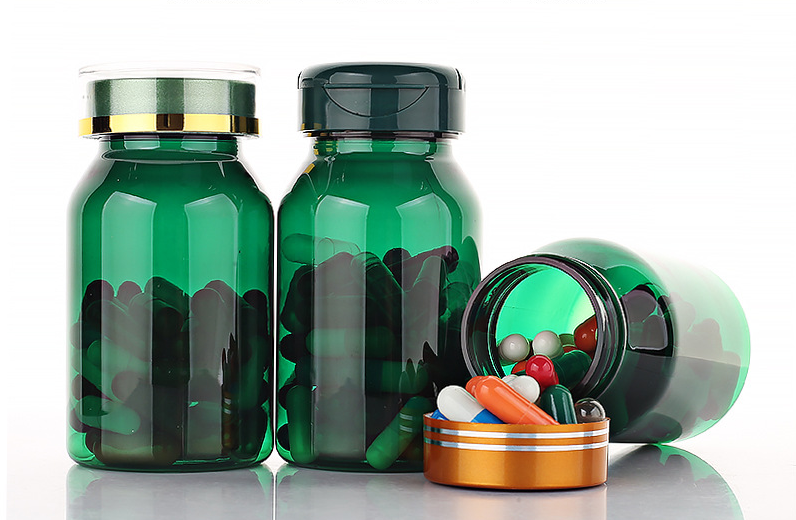 120ml green oblique shoulder bottle slip shoulder bottle plastic bottle PET capsule bottle high-end health care product packaging bottle