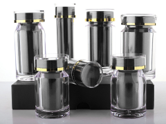 Black private custom 25ML acrylic health care capsule bottle tablet candy soft capsule bottle packaging