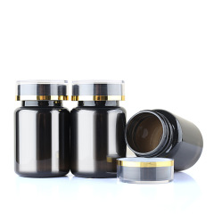 80ml bright black translucent black bottle PET capsule bottle flip top high-end health care plastic medicine bottle pills