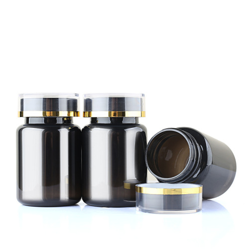 80ml bright black translucent black bottle PET capsule bottle flip top high-end health care plastic medicine bottle pills