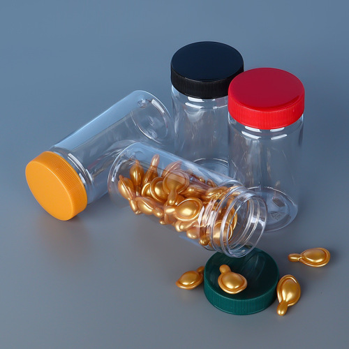 PET 80ml straight transparent bottle striped cover health plastic bottle sealed empty medicine bottle capsule cordyceps sub-bottle
