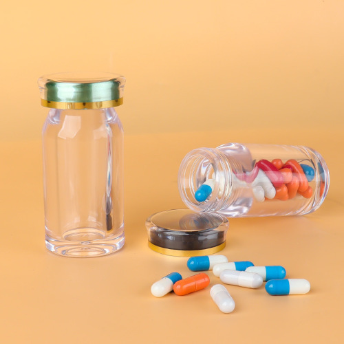 45ml oblique shoulder transparent acrylic bottle with crown cap health care product bottle straight bottle transparent capsule bottle medicine bottle