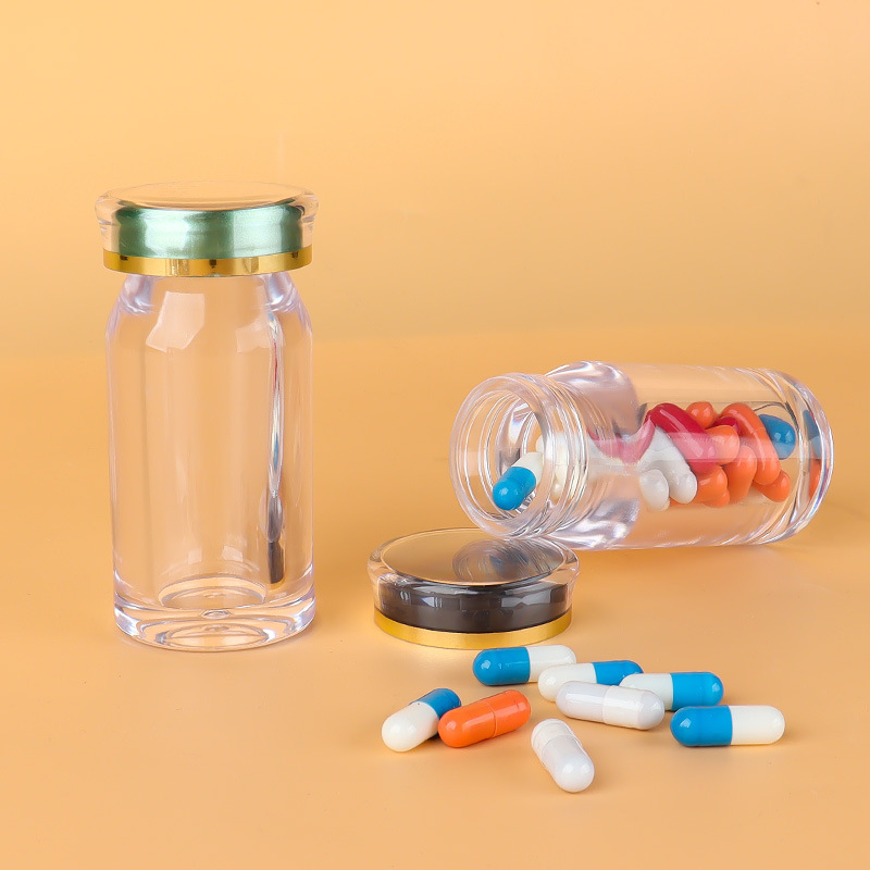 45ml oblique shoulder transparent acrylic bottle with crown cap health care product bottle straight bottle transparent capsule bottle medicine bottle
