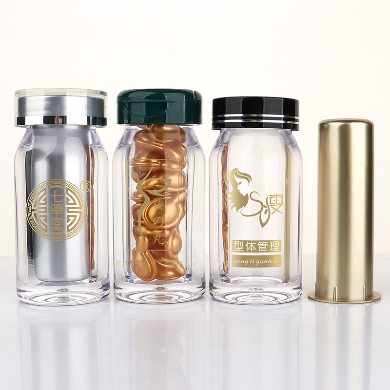 35ml high-grade acrylic bottle plastic bottle capsule sub-bottle set saffron small bottle medicine bottle supports customization