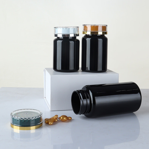 PET 80-150ml black bottle light-proof capsule bottle plastic empty bottle printed text bottle sticker maca health care product bottle