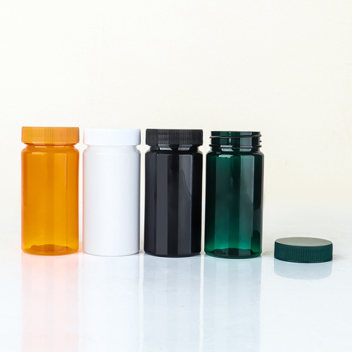 80ml straight bottle with striped cover food grade PET bottle Maca pill capsule portable small bottle health bottle