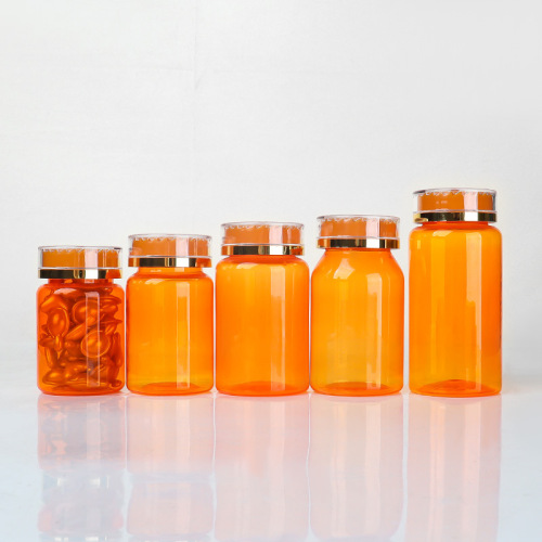 150ml orange translucent PET plastic bottle for health care products, capsules, medicine bottles, cordyceps powder tablets