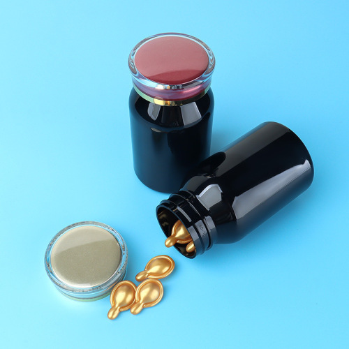 120ML black oblique shoulder light-proof health care product packaging empty medicine bottle capsule cordyceps subpackaging sample bottle large capacity
