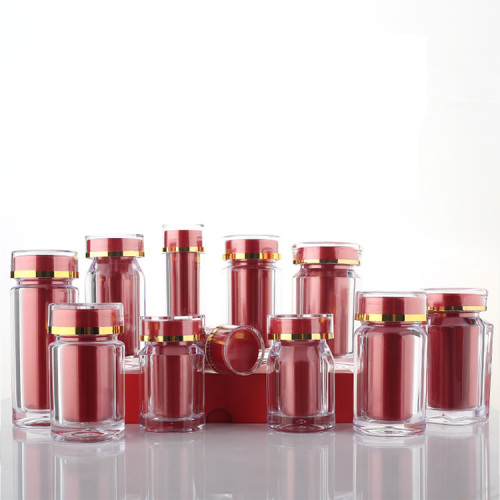 Red 50ML liner acrylic health care capsule bottle tablet candy packaging saffron maca bottle
