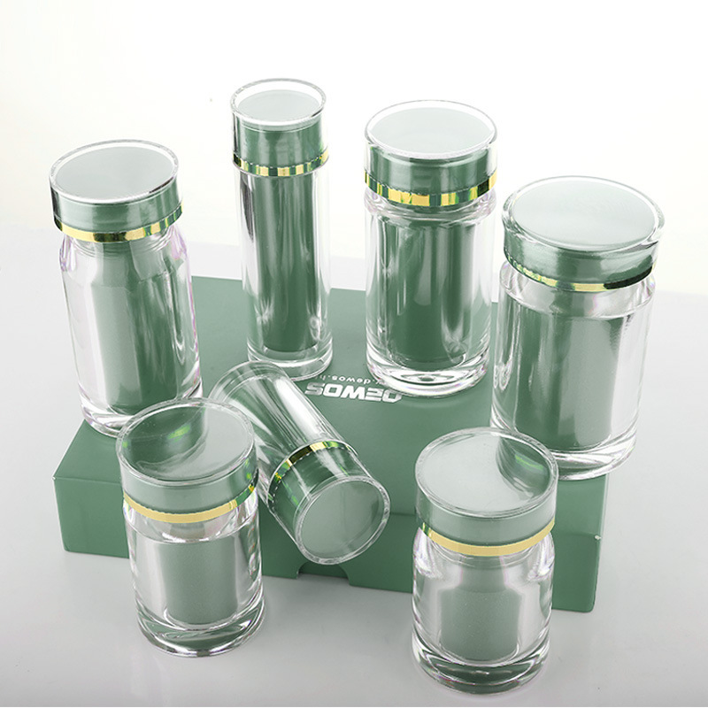 High-end packaging acrylic bottle green private custom soft capsule health care candy bottle 35ML