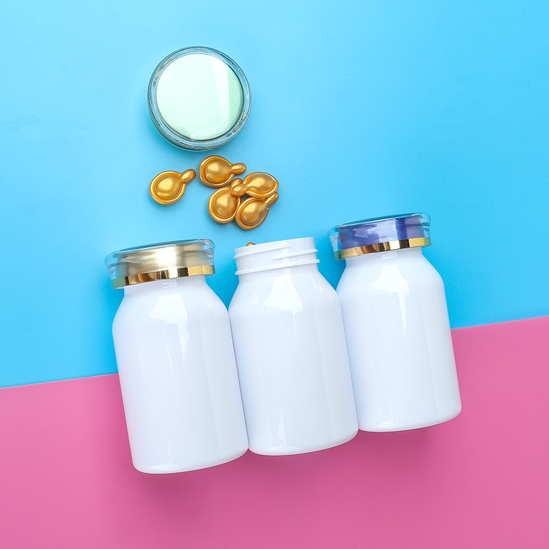 PET white oblique shoulder 120ml plastic capsule bottle food grade medicine bottle health care product bottle light-proof and moisture-proof