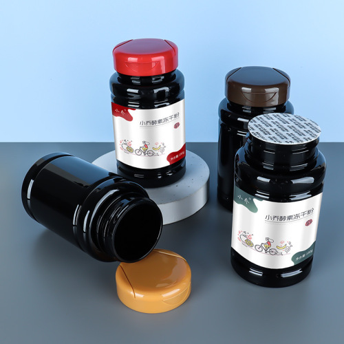 180ML black plastic bamboo bottle, light-proof large capacity bottle, cordyceps capsule medicine bottle