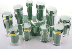 High-end packaging acrylic bottle green private custom soft capsule health care candy bottle 35ML