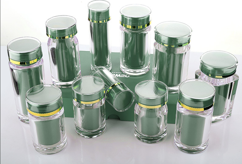 High-end packaging acrylic bottle green private custom soft capsule health care candy bottle 35ML
