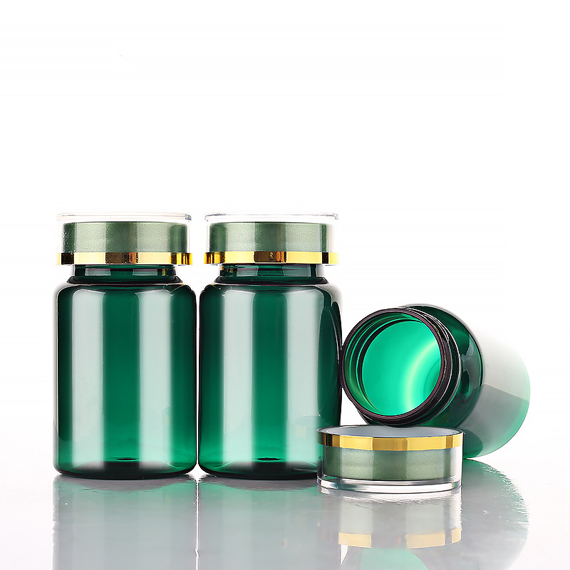 100ml green medicine bottle plastic bottle PET capsule bottle flip top high-end health care product pills bottle