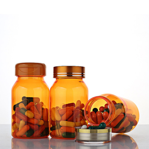 120ml orange oblique shoulder bottle slip shoulder bottle plastic bottle PET capsule bottle high-end health care product packaging bottle