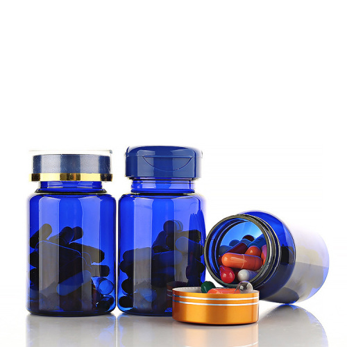 100ml blue medicine bottle plastic bottle PET capsule bottle flip top high-end health care product pills bottle