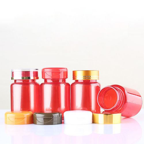 80ml red PET capsule bottle flip top high-end health care plastic medicine bottle pill tablet packaging