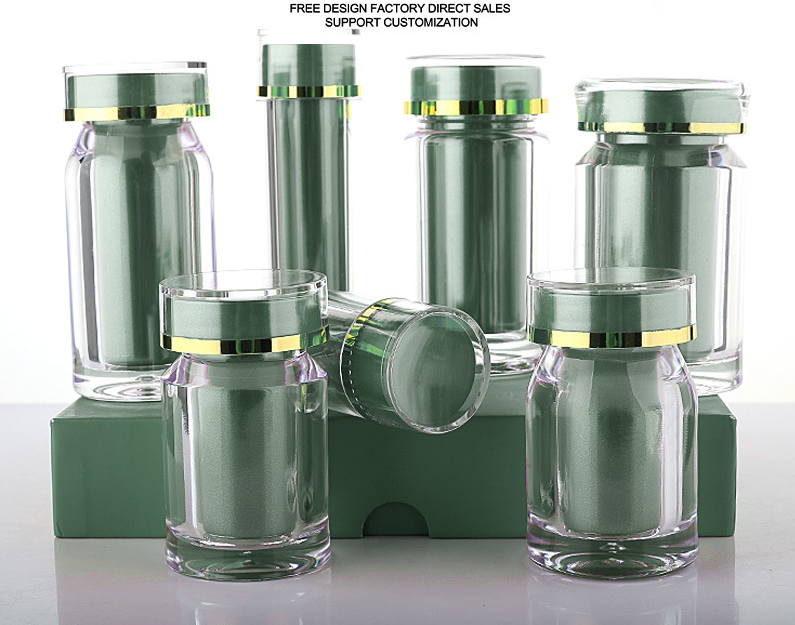 High-end packaging acrylic bottle green private custom soft capsule health care candy bottle 35ML