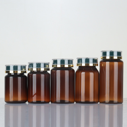 PET 80ml-150ml brown plastic bottle with safety cap Health care product Cordyceps powder packaging bottle capsule medicine bottle