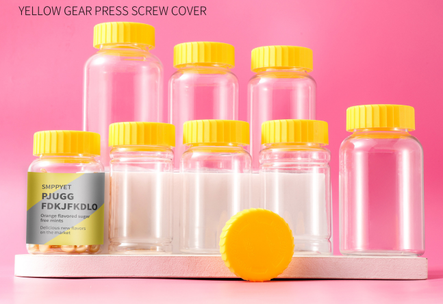 Food grade pet140-300ml transparent capsule bottle gear pressure screw cap food packaging bottle portable large capacity